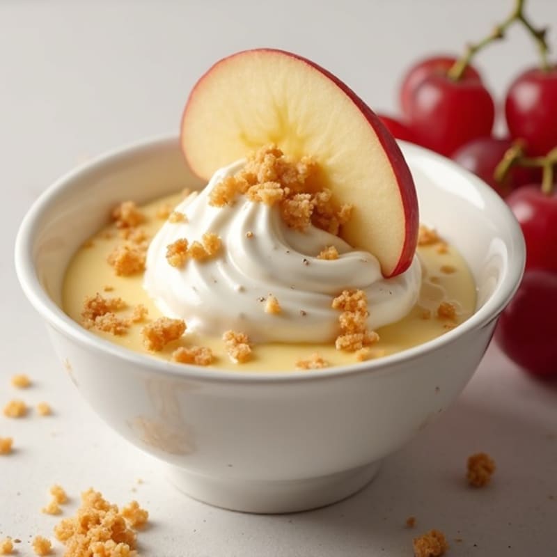 Creamy Banana Protein Yogurt with Sliced Apples and Grapes