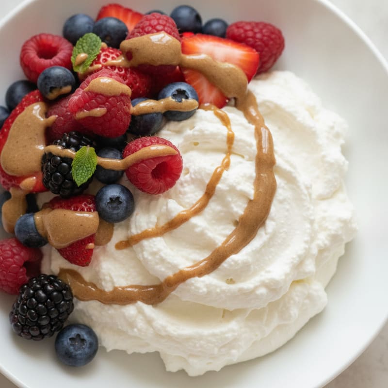 Greek Yogurt Protein Mousse with Mixed Berries