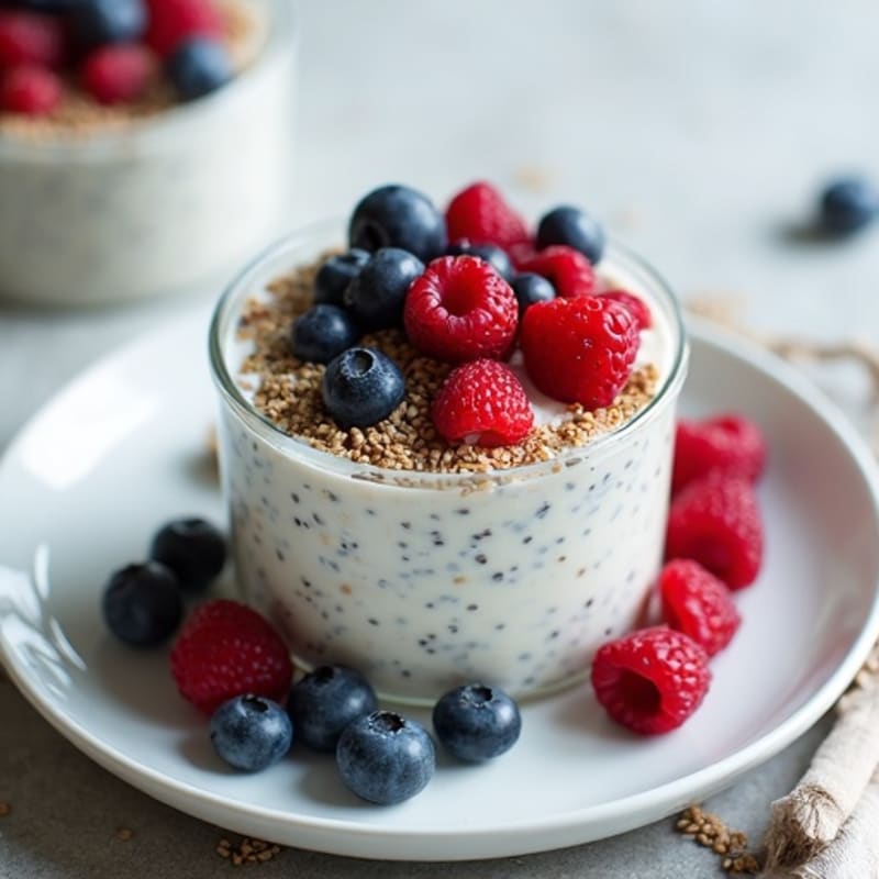 Overnight Creamy Chia Seed Pudding with Fresh Berries