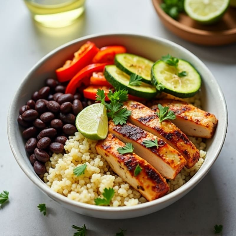 Grilled Chicken Veggie Bowl with Cilantro-Lime Cauliflower Rice