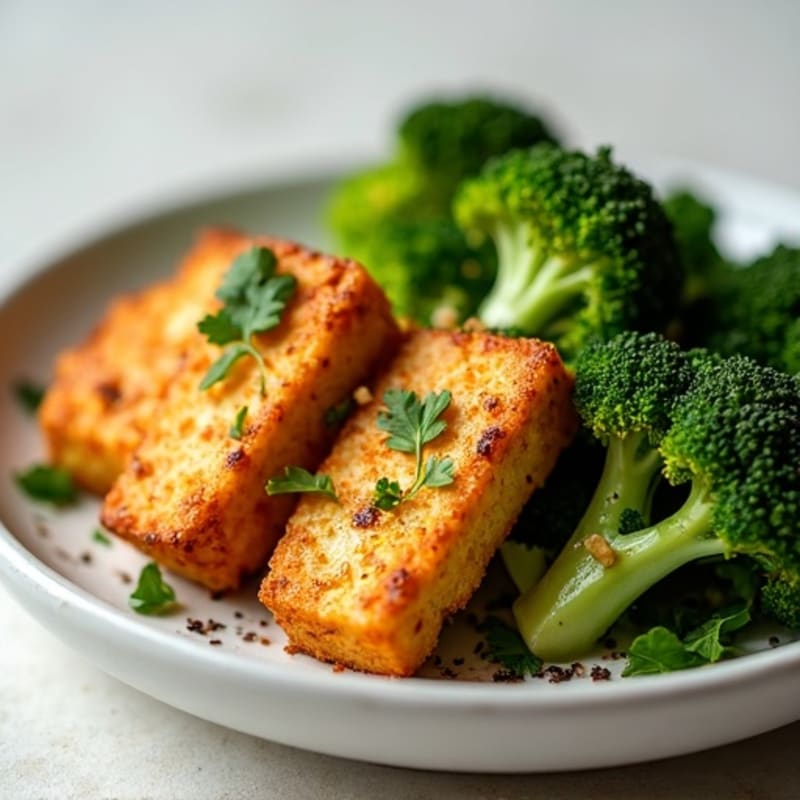Crispy Baked Tofu with Roasted Broccoli
