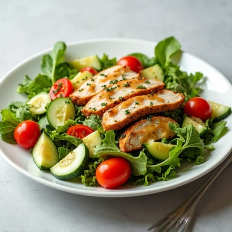 Herb-Roasted Chicken Salad with Fresh Greens and Lemon-Tahini Dressing