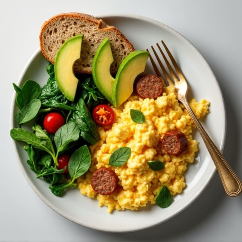 Egg White and Turkey Sausage Scramble with Spinach