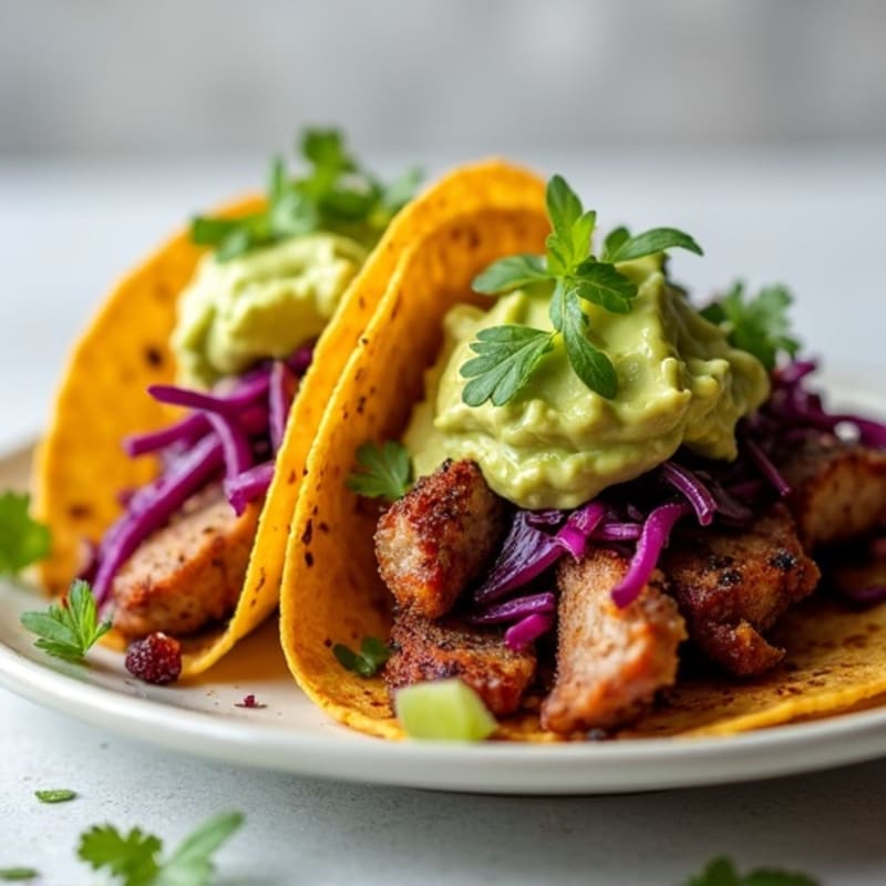 Slow-Cooked Crispy Pork Tacos with Creamy Avocado Slaw