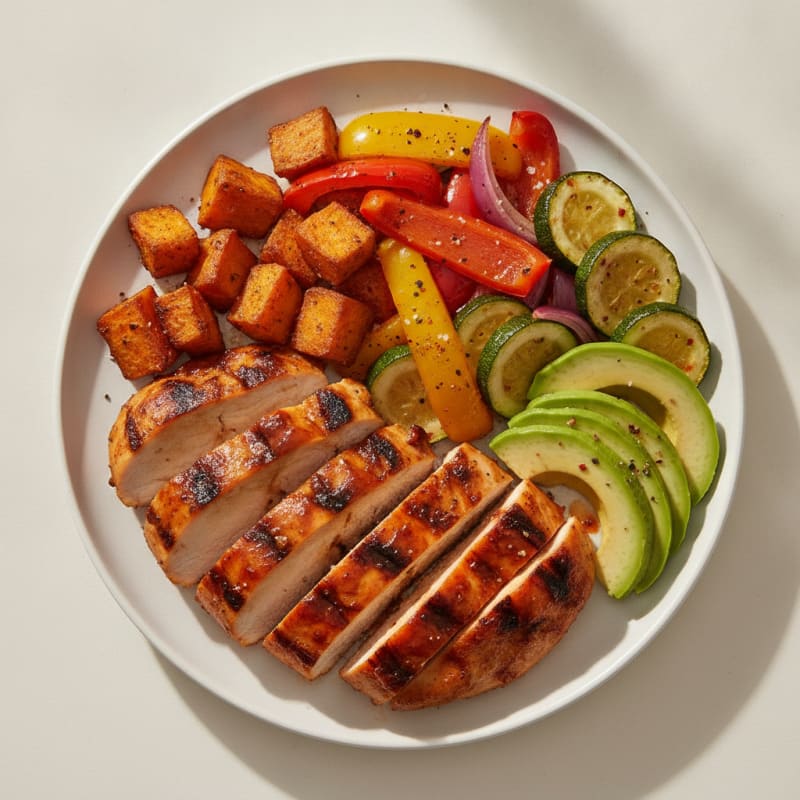 Spicy Grilled Chicken Breast with Roasted Vegetables