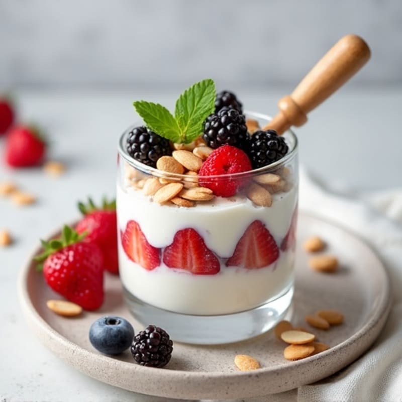Greek Yogurt Protein Parfait with Berries and Almonds
