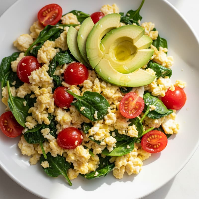 Egg White Scramble with Spinach and Cherry Tomatoes