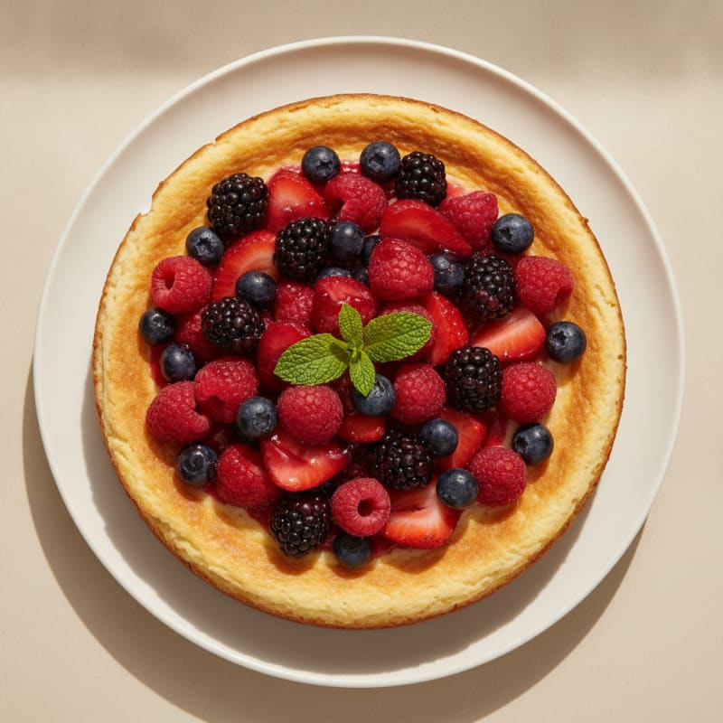 Greek Yogurt Protein Cheesecake with Mixed Berries