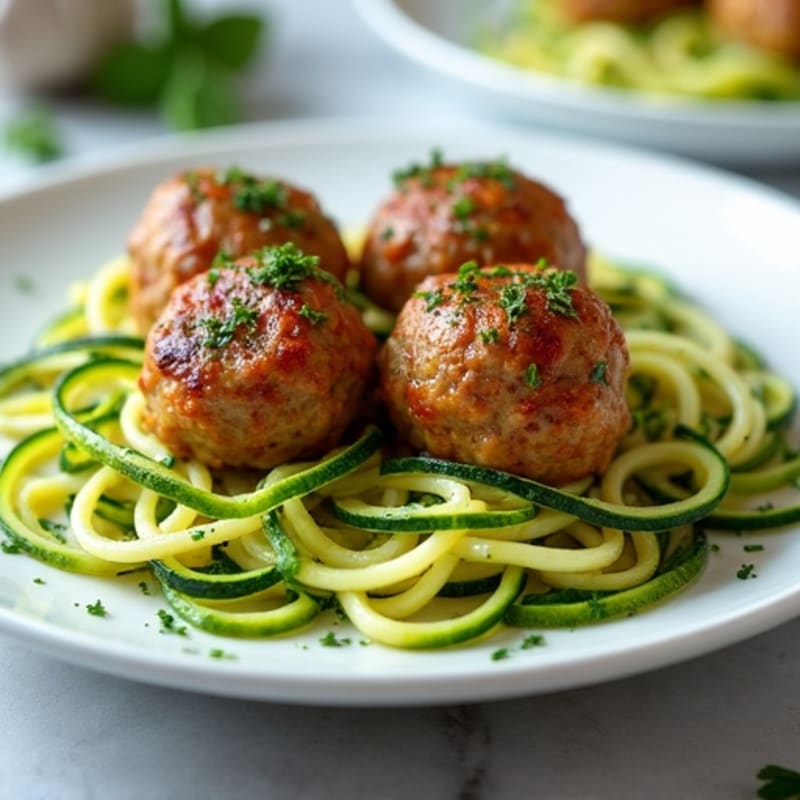 Herb-Seasoned Turkey Meatballs with Zucchini Noodles