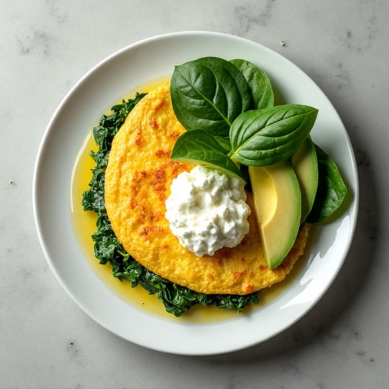 Egg White Spinach Omelette with Cottage Cheese