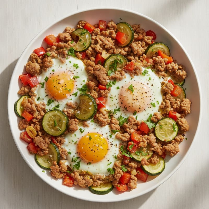 Baked Eggs with Roasted Vegetables