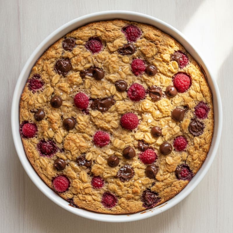Raspberry Chocolate Chip Baked Oats