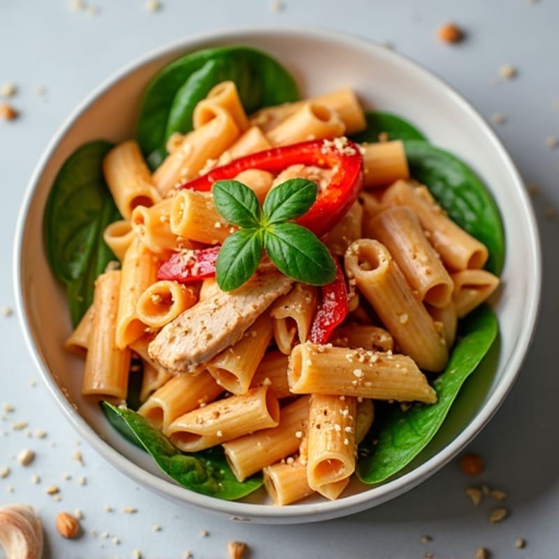 Creamy Roasted Red Pepper Pasta with Fresh Spinach