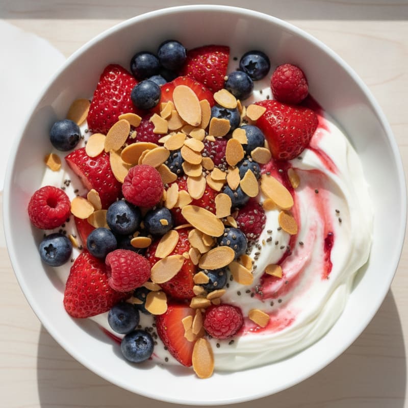 Creamy Greek Yogurt Protein Parfait with Berries and Almonds