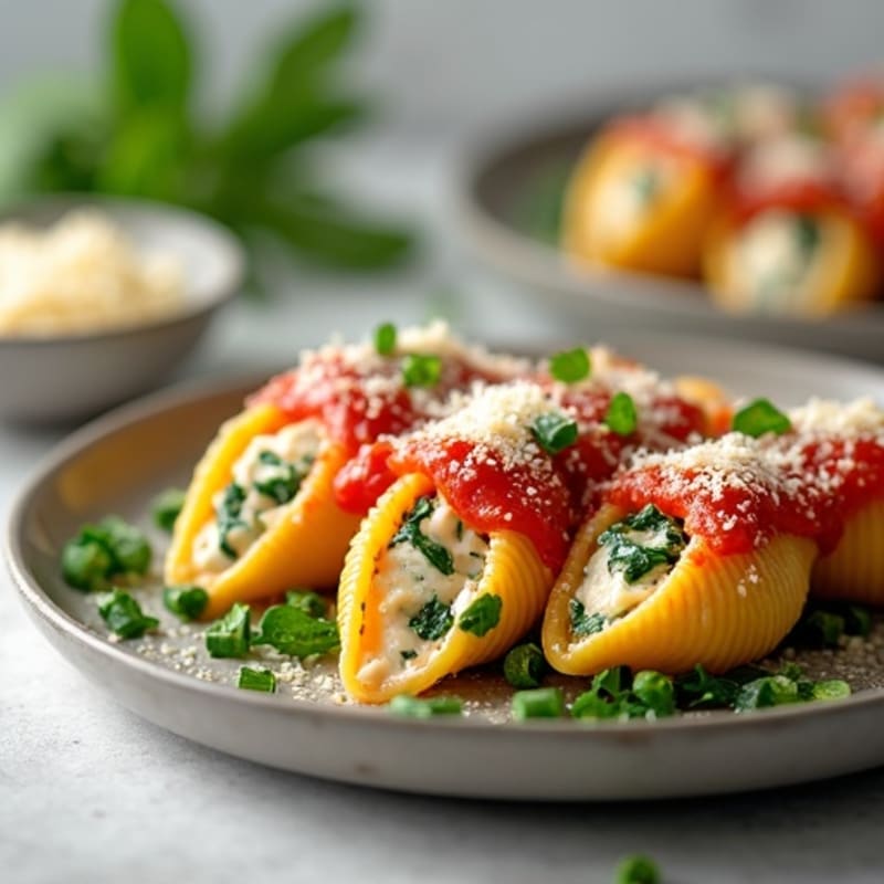 Creamy Spinach Ricotta Stuffed Pasta Shells