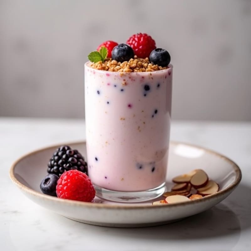 Greek Yogurt Protein Mousse with Mixed Berries