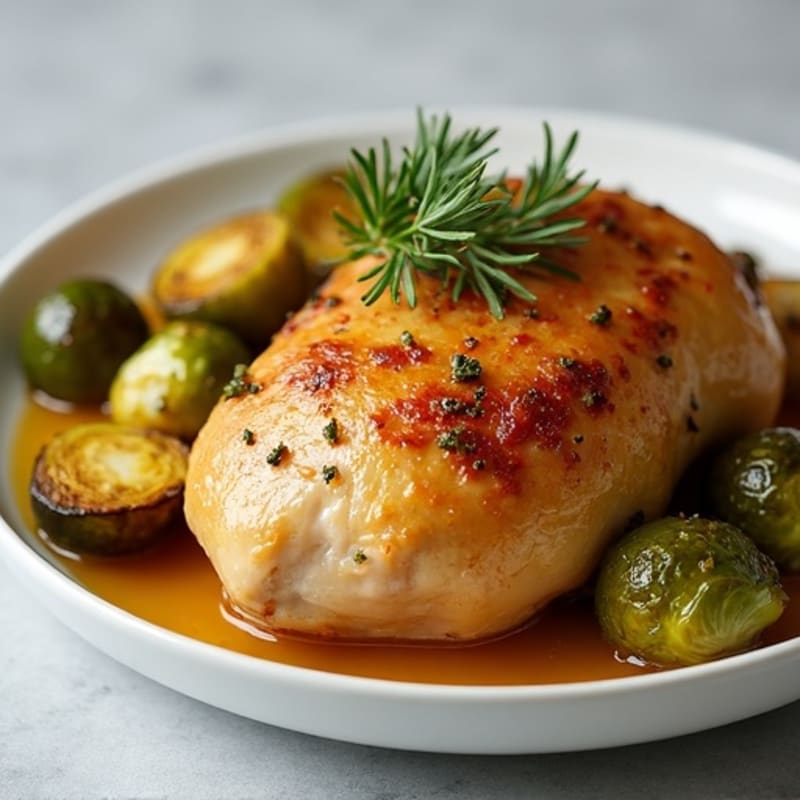 Herb-Roasted Rotisserie Chicken with Crispy Brussels Sprouts