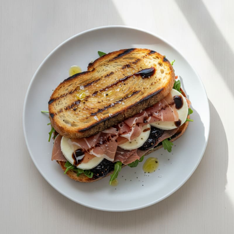 Grilled Sourdough Sandwich with Prosciutto and Fig