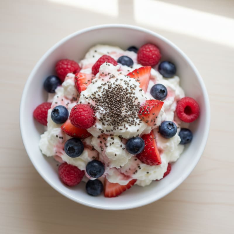 Greek Yogurt Protein Mousse with Mixed Berries