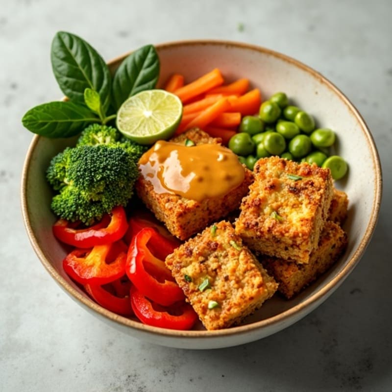 Crispy Peanut Tofu and Veggie Power Bowl