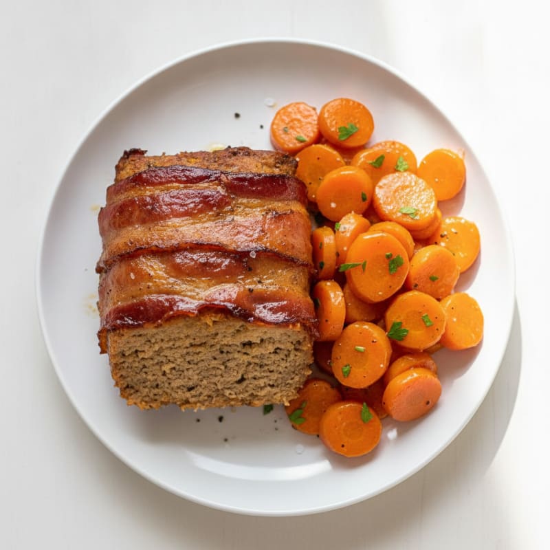 BBQ Bacon-Wrapped Meatloaf with Glazed Carrots
