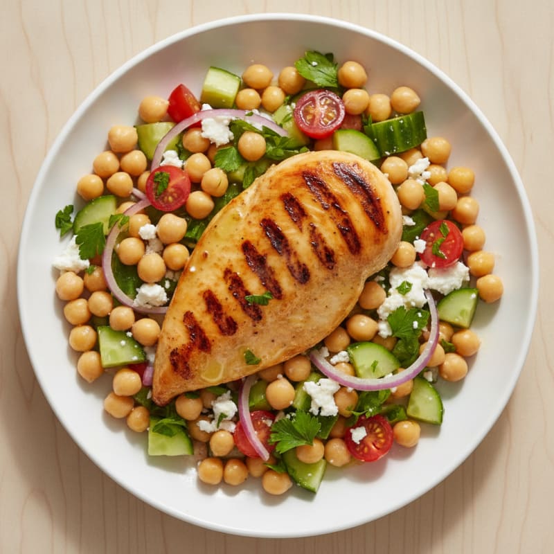 Grilled Lemon Chicken Breast with Chickpea Salad