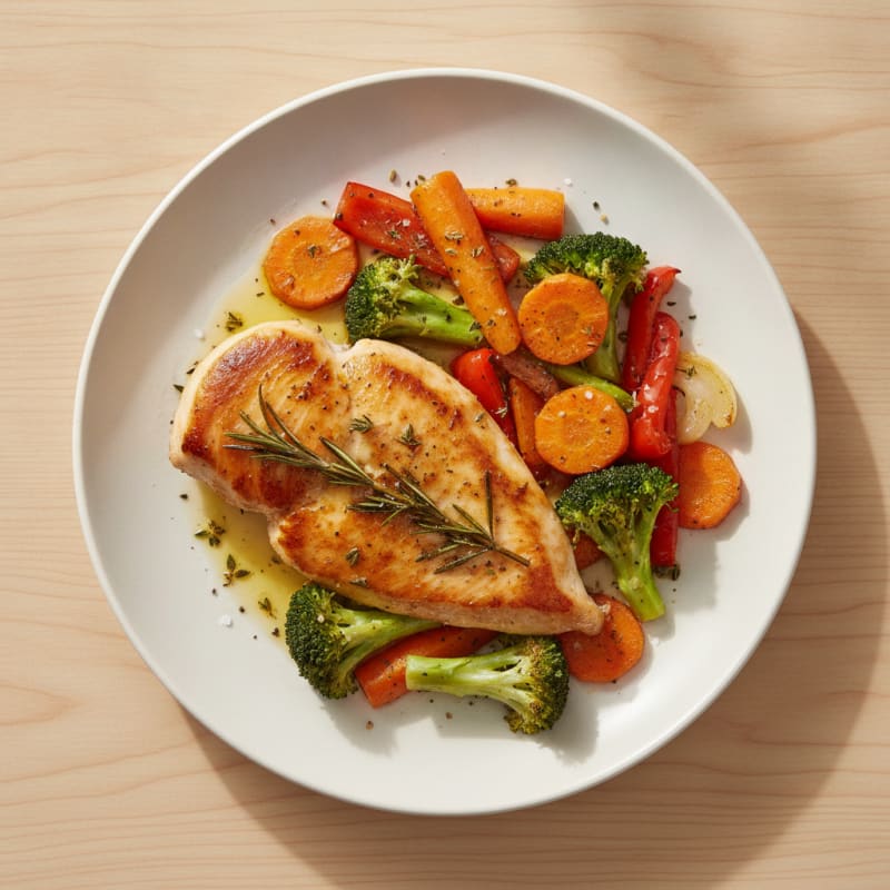 Pan-Seared Chicken with Roasted Vegetables