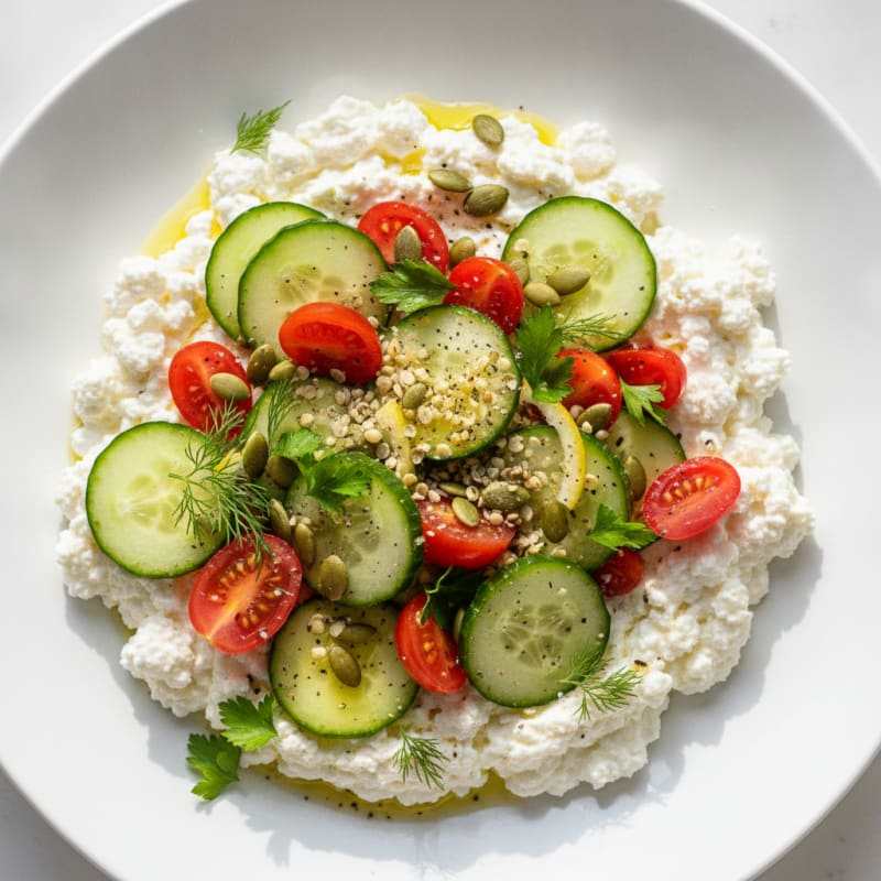 Whipped Cottage Cheese with Cucumber Salad