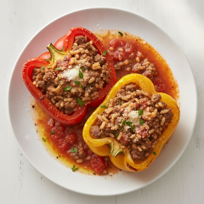 Beef and Rice Stuffed Bell Peppers