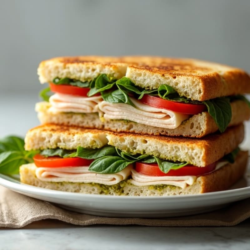 Pesto Turkey Panini with Fresh Mozzarella