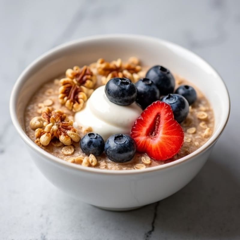 Creamy Protein Oatmeal with Berries and Toasted Nuts