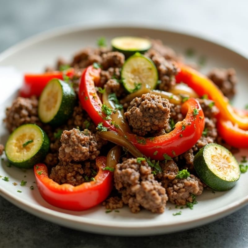 Herb-Seasoned Lean Ground Beef Skillet with Roasted Vegetables