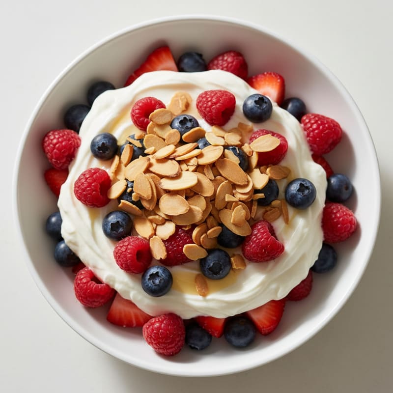Creamy Greek Yogurt Protein Parfait with Mixed Berries and Almonds
