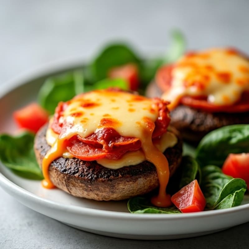 Cheesy Stuffed Portobello Mushrooms with Lean Turkey Pepperoni