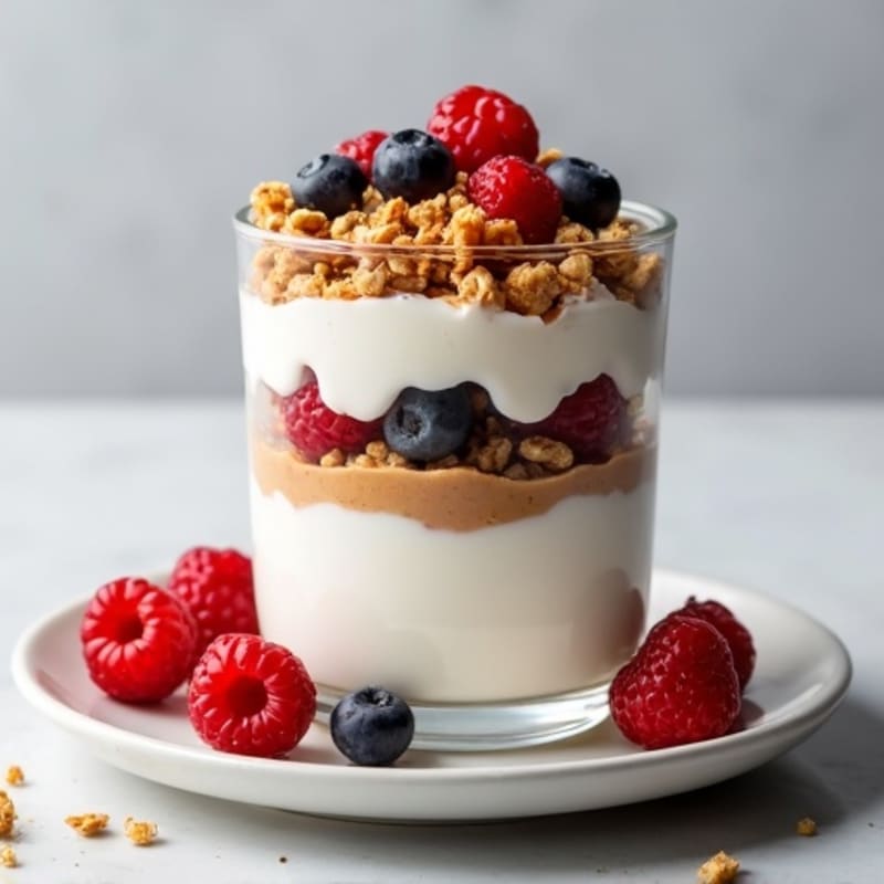 Creamy Greek Yogurt Parfait with Mixed Berries and Almond Butter