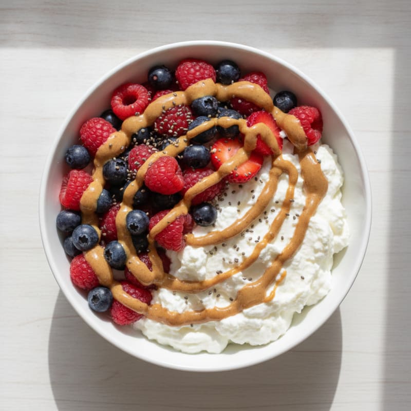 Greek Yogurt Protein Bowl with Mixed Berries and Almond Butter