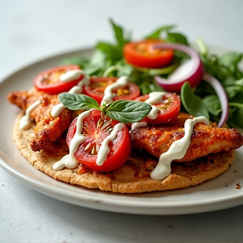 Crispy BBQ Ranch Chicken Flatbread with Fresh Toppings