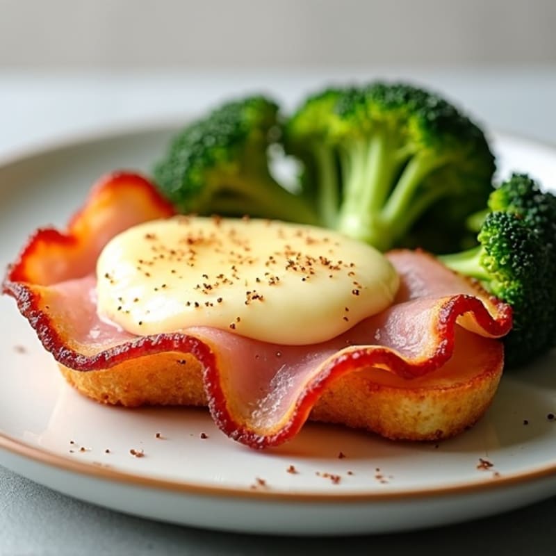 Crispy Lean Ham and Melted Swiss with Roasted Broccoli