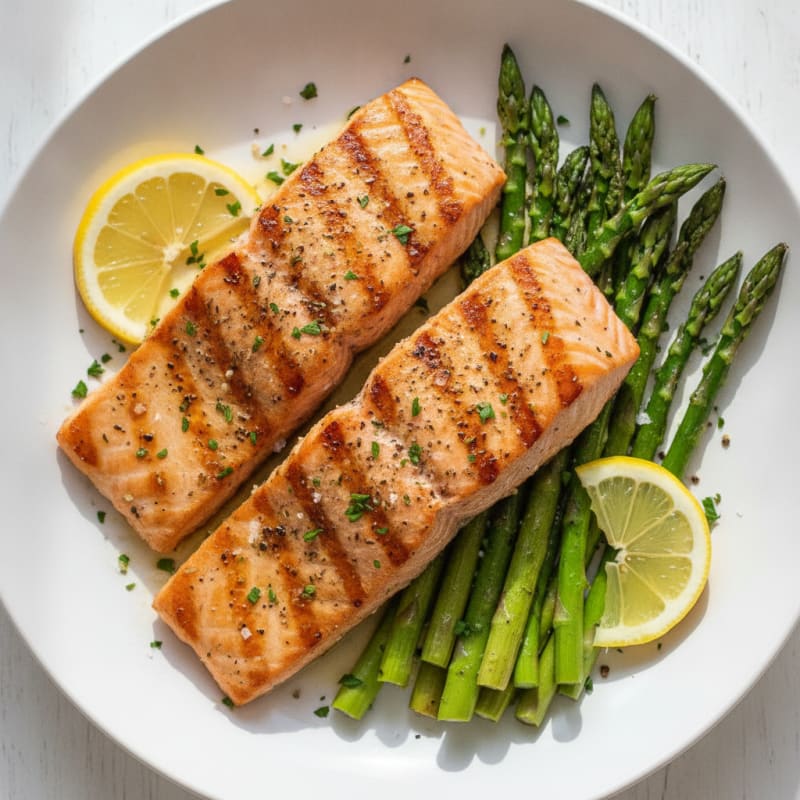 Lemon Herb Grilled Salmon with Asparagus