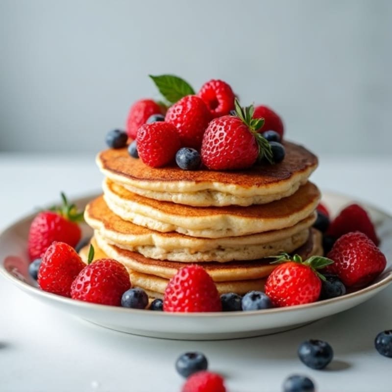 Fluffy Protein Pancakes with Fresh Berries