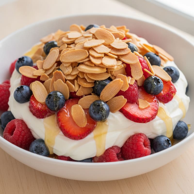 Creamy Greek Yogurt Parfait with Mixed Berries and Almonds