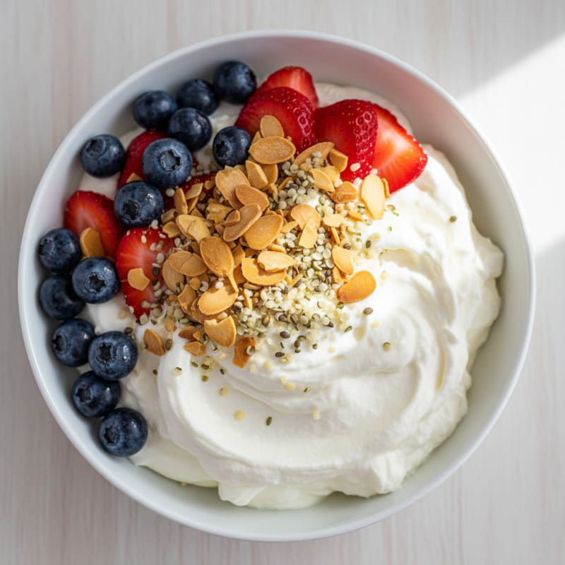 Creamy Greek Yogurt Bowl with Protein Powder and Fresh Berries