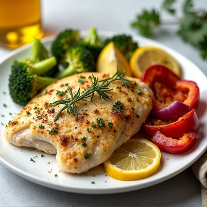Herb-Crusted Lemon Garlic Chicken with Roasted Vegetables