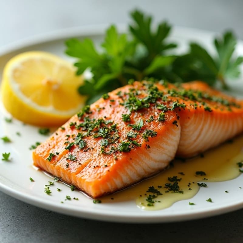 Herb-Crusted Pan Seared Salmon with Lemon
