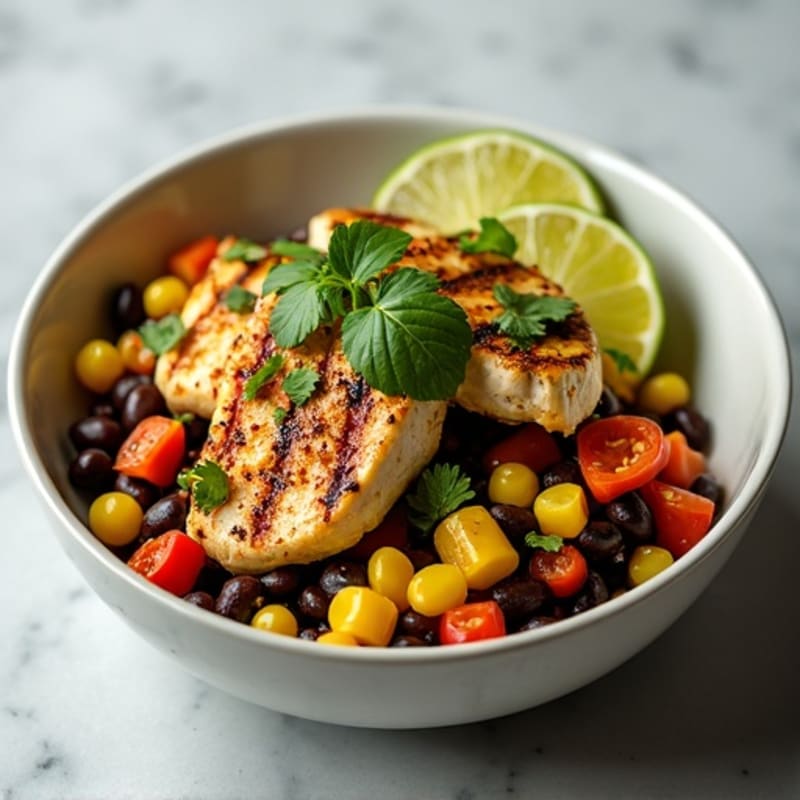 Cilantro-Lime Black Bean Bowl with Roasted Corn