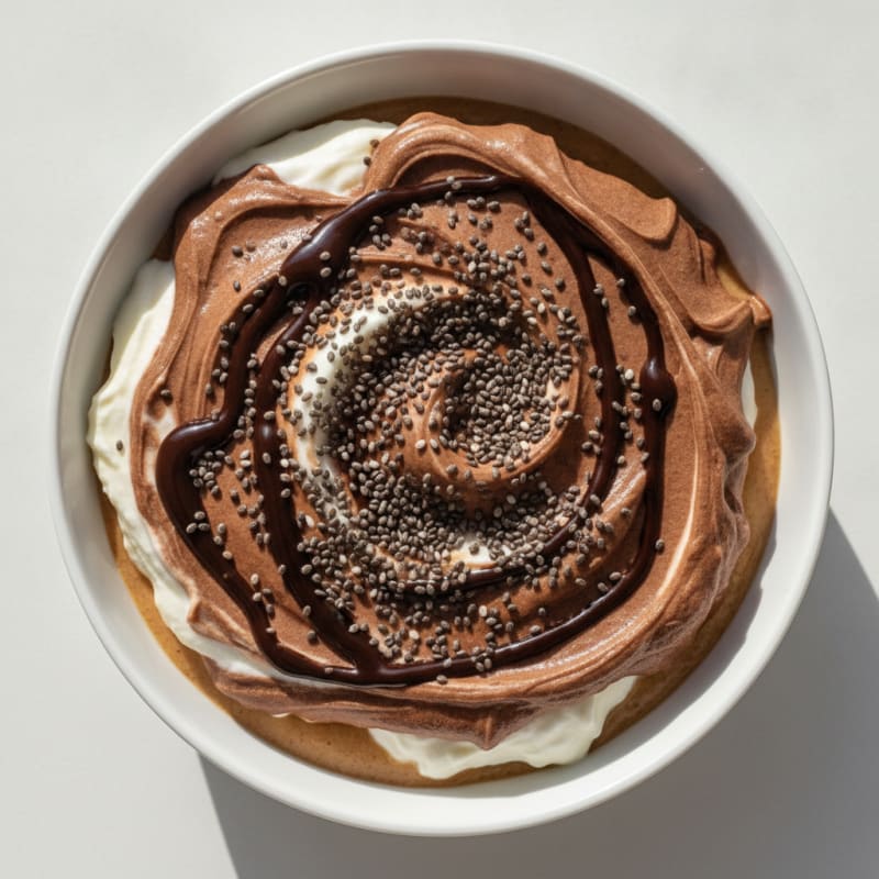 Greek Yogurt Protein Mousse with Cocoa and Chia Seeds