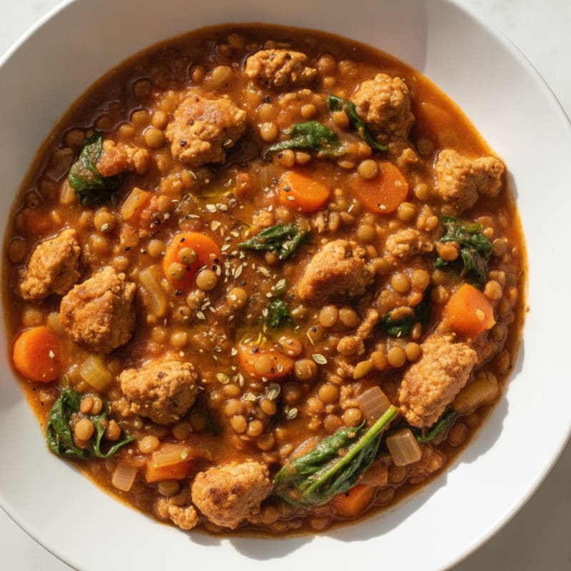 Hearty Ground Turkey and Lentil Stew