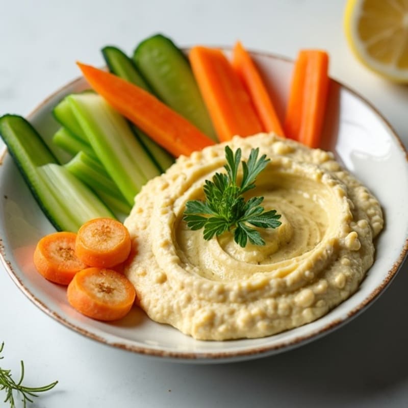 Creamy Lemon-Herb Hummus with Fresh Crispy Vegetables