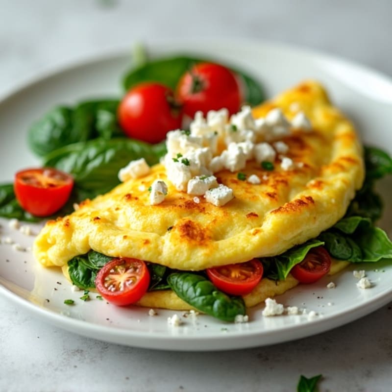 Fluffy Spinach Feta Egg White Omelette