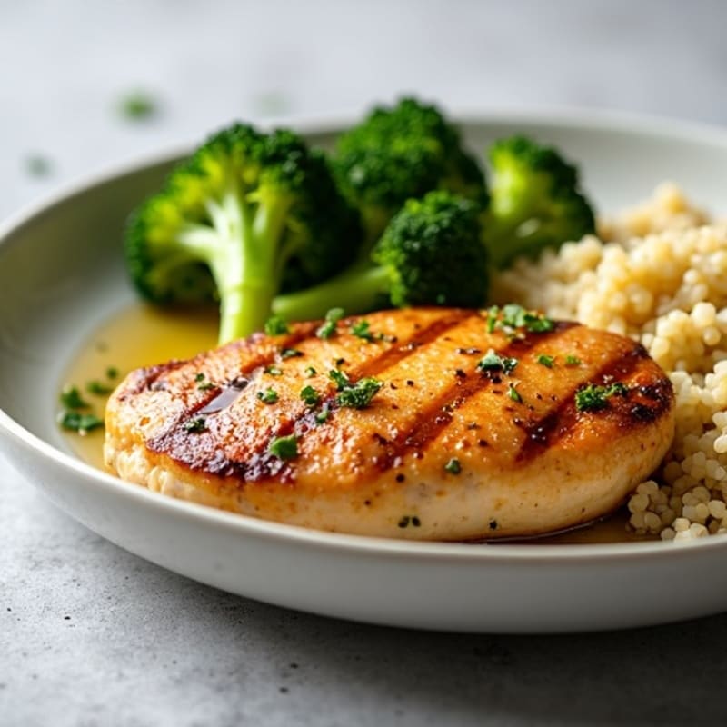 Grilled Chicken Breast with Quinoa and Steamed Broccoli
